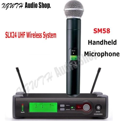 SLX SLX24 SM58 UHF Wireless Microphone System SM 58 Cordless Super Cardioid Dynamic Handheld Karaoke Mic for Shure Karaoke DJ