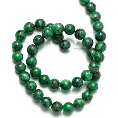 Wholesale Natural Stone Beads Anyolite Rubys Zoisite Green Loose Beads Needlework for Jewelry Making 4 6 8 10 12mm DIY Bracelet