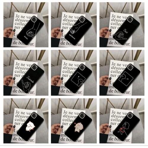 Girls Bff Best Friends Forever Black Phone Cases Cover For iPhone 7 6 6S 8 Plus Coque 11 Pro X XR XS MAX 5S Cute Couple Capinha