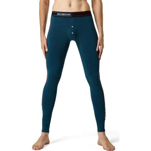 Seobean Men Long Johns Plus Velvet Thermal Mens Fashion Cotton Sexy Underwear Tight Legging Long Johns