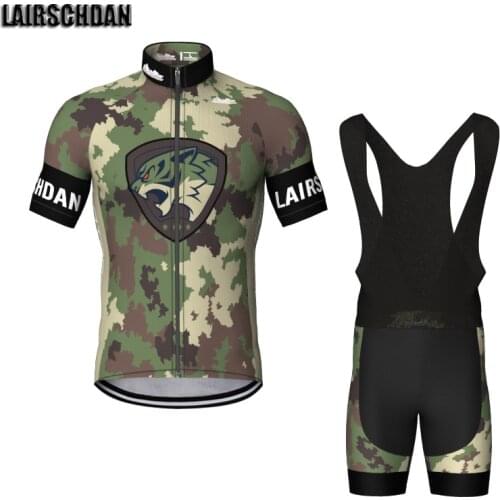 LairschDan Camouflage Bike Uniform 2021 Short Sleeve Mens Cycling Clothing tiger MTB Riding Jersey Sets Mallots Ciclismo Hombre