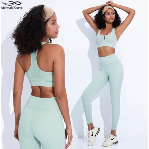 2 Piece Sets Workout Clothes Women Sports Bra and Leggings Suit Pilates Wear for Avocado Green Gym Clothing Athletic Yoga Set