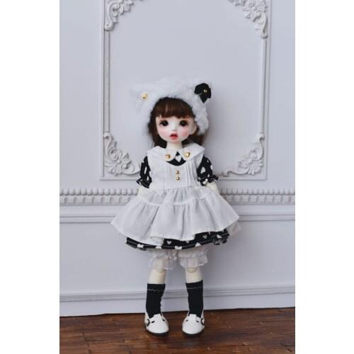 BJD doll skirt suit suitable for 1-6 ob24 size YOSD cat ears cute white red skirt suit dress doll accessories