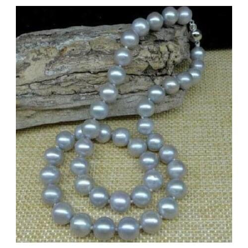BEAUTIFUL 10-11mm south sea gray natural pearl necklace 18 inch white ball CLASP>>> women jewerly Free shipping