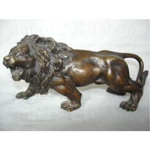 Copper Statue Sculpture&Carving Bronze coffee Fierce Lions Wild Animals Figure Statue Size: H ( 7cm ) * W ( 6cm ) * L (14cm)