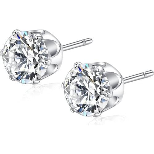 Girls Fashion Ear Studs Copper Inlaid with 3A Zircon Fashion Simple Innovative Cute Earrings Lady Silver Color Classic Earrings