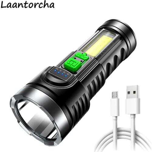 Powerful flashlight Ultra Bright torch Highlight COB Light Source Flashlight USB Rechargeable Camping High power led flashlights