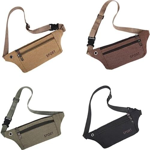 Mens canvas cell phone belt bag Multifunctional outdoor Fitness sports Cycling mountaineering Phone Anti-theft Bags Portable
