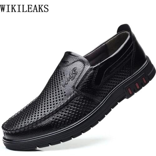 Designer Mens Shoes Genuine Leather Summer Casual Shoes Man Black Mens Loafers Slip on Shoes Luxury Zapatos De Hombre Chaussure