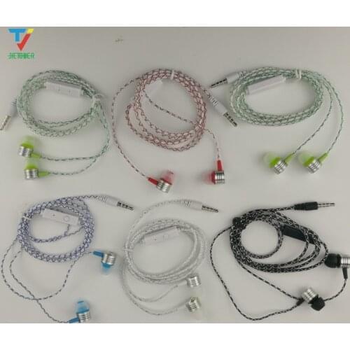 300pcs/lot Cobwebbing Reticulate Fine Lines Earphone with Mic Metal Head Earpiece Noise Canceling with Microphone wholesale