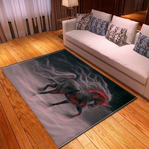The latest modern home decoration living room area carpet boys room decoration 3D Mustang floor mat bedside carpet flannel livin