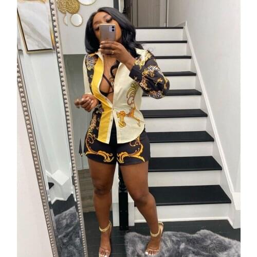 2021 New African Print Elastic Bazin Baggy Shorts Rock Style Dashiki Long Sleeve Famous Suit For Women Shirt And Shorts 2pcs/se