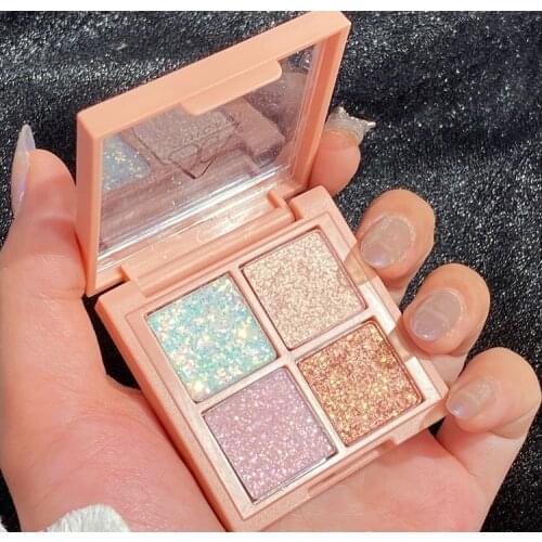 Charming Eyeshadow Palette 4 Color Shimmer Matte Glitter Eyeshadow Pallete Metallic Diamond Pigmented Maquillage Makeup Palette