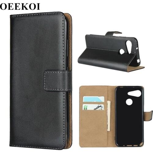 OEEKOI Genuine Leather Wallet Flip Cover Case for Sharp Andriod One S6 with Card Slots Holder