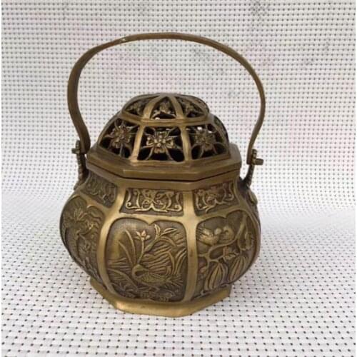 Living room office ornament, brass lifting pot SPA fumigating stove