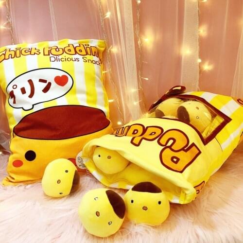 A bag of chicken pudding plush toys simulation snack pillow home decor creative kids toys gift for girlfriend/children very soft