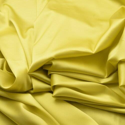 140CM Wide 19MM Yellow Solid Color Stretch Silk Satin Fabric for Summer Long and Short Dress Shirt Scarf Blouse H188