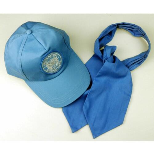 UN United Nations Peacekeeping Forces Blue Baseball Cap UN Scarf Bow tie Hat Set