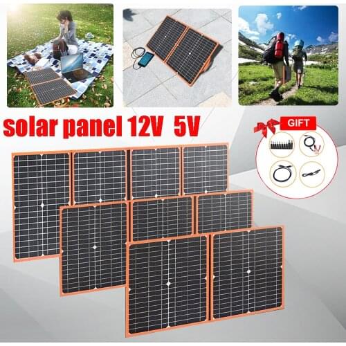 100w Solar Panel 12v Battery Charger 5v USB Output Folding Portable Solar Charger kit for Cellphone Powerbank Car RV Boat Tablet