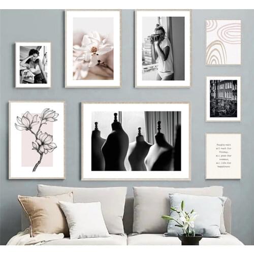 Modern Abstract Minimalist Poster Flower Women Geometric Quote Wall Art Canvas Painting Black white Picture Nordic Home Decor