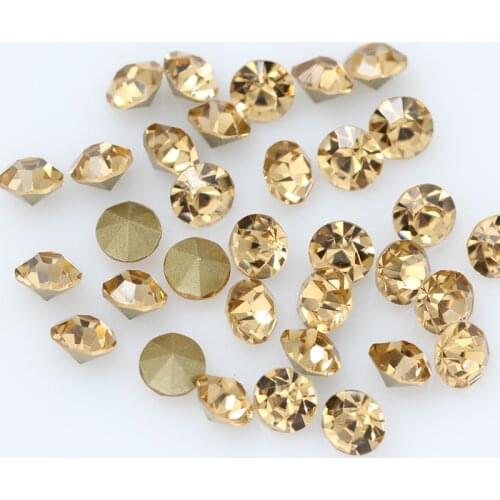 Ss2-ss45 Itcoloradotopaz Cz Crystal Nail Art Rhinestone Transparent Round Pointed Foiled Back Glass Strass jewelry making bead