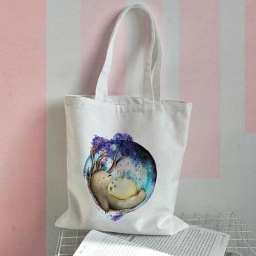 Cute Women Canvas Bags Female Shopping bags Leisure Eco Reusable Foldable Shoulder Bag Harajuku Handbag Tote bag