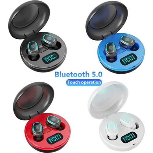 TWS Bluetooth-compatible Wireless Earphones Mini Stereo 5.0 Earbuds Sweatproof Sport Headset Led Display Earphones with Mic Case