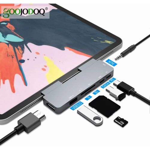 USB C Hub 60W PD Charging for iPad Pro MacBook Air Switch to HDMI-compatible USB 3.0 Adapter Type-C Phone with Earphone Jack