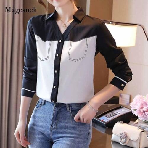 Office Lady Shirts Cardigan 2020 Autumn Women POLO Collar Long Sleeve Shirt Womens Tops and Blouses Blusas Mujer De Moda 11001