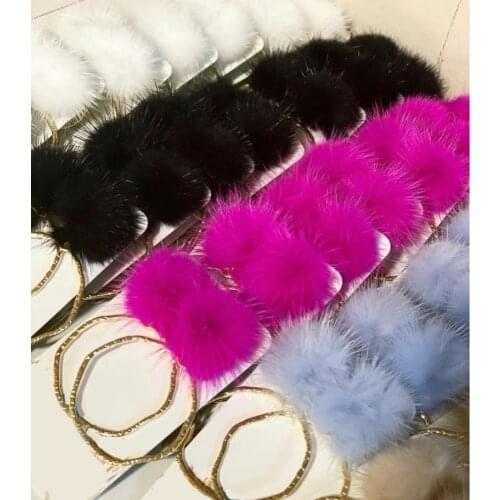 High Quality Mink Fur Ball Drop Earrings For Women Mink Hair Plush Balls Earrings Pendant Embellishments Accessories Wholesale
