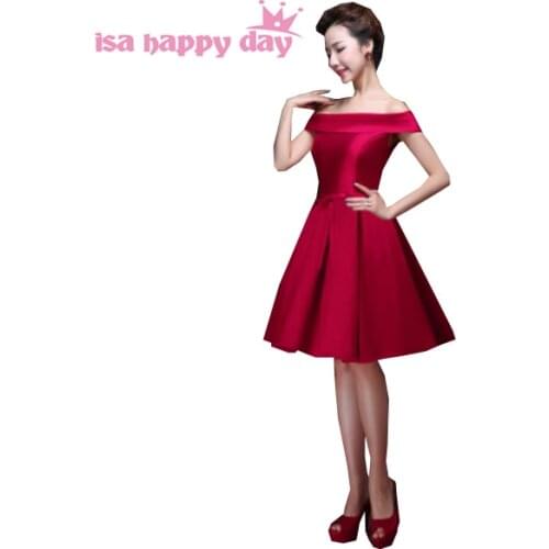 2020 short multi color sexy dark red boat neck bridesmaid purple bridemaid satin bridesmaids dress bridesmaide dresses H2904