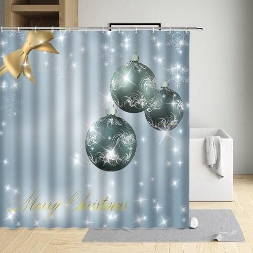 Winter Shower Curtain Color Christmas Tree Gift Bathroom Homes Decoration Polyester Waterproof Washable Fabric Sets With Hooks