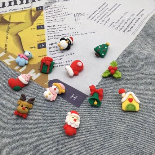 1 Piece Cartoon Christmas Plastic Pin Brooches Snowman Santa Claus Glove Gift Brooch Badges On Clothes Bags Backpack Jewelry