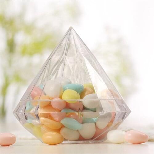 12pcs Candy Box Food Grade Transparent Plastic Diamond Shape Candy Box Container Halloween Children HY99