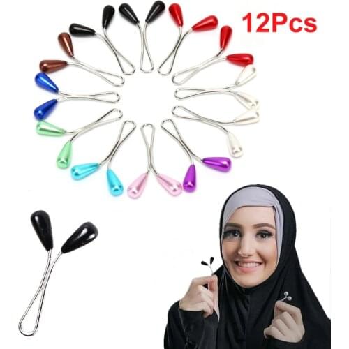12pcs Pearl Clip Scarf Pin Headscarf Shawl Scarf Accessories Lady Muslim Scarf Clips New Muslim Hijab Scarf Pin Brooch Pins