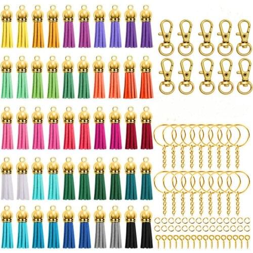 25 Color Velvet Tassel Split Ring Screw Key Ring Keychain Alloy Accesories for DIY jewelry Making Accesories Approx 350Pcs/Lot