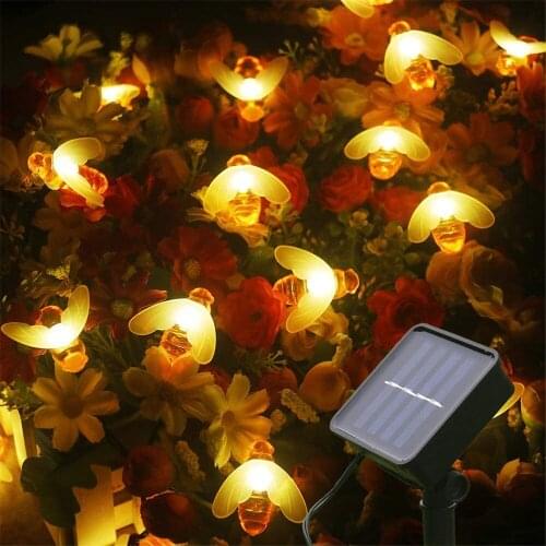3/6/10M Bee Shaped LED String Lights Outdoor Solar Power Christmas Garlands Lights For Room Holiday Party Garden Decoration