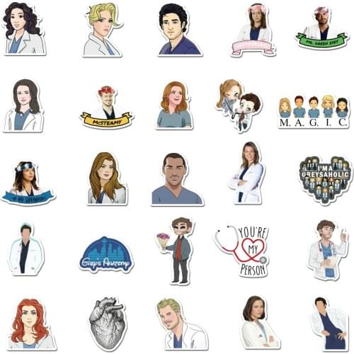 30/50 PCS TV Show Greys Anatomy Waterproof Stickers Kids Toy Sticker For DIY Luggage Laptop Skateboard Car Decor Funny Sticker