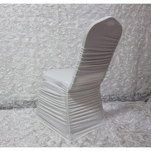 50pcs Ivory Ruffled Lycra Spandex Stretch Chair Covers For Wedding Banquet Hotel Party Decoration