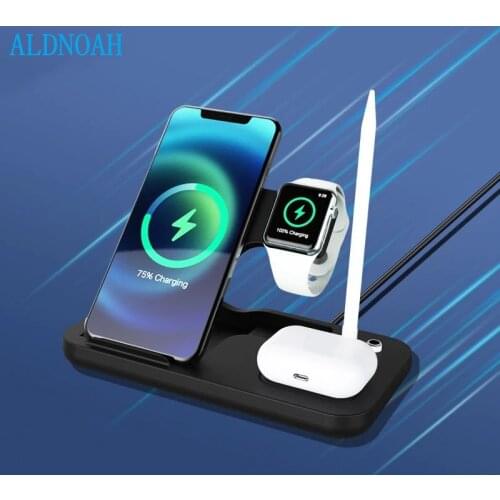 Wireless Charger Stand 4 in 1 Qi 20W Fast Charging Dock Station for Apple Watch iWatch 6 SE 5 4 AirPods Pro iPhone 12 11 XS XR 8