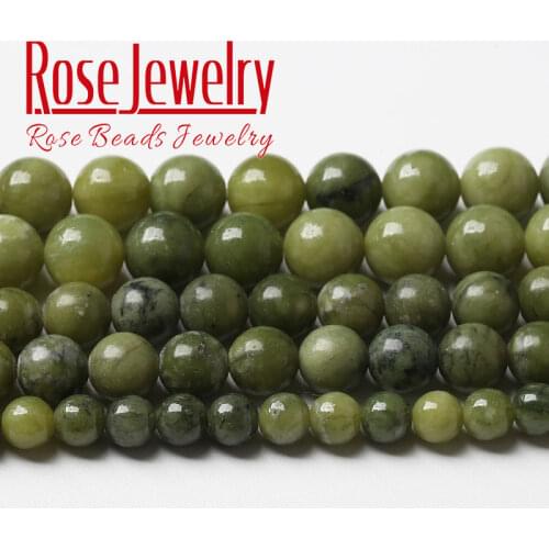Natural Chinese Jades Beads Natural Green Chalcedony Stone Round Beads For Jewelry Making DIY Bracelets Necklace 6 8 10 12mm 15"