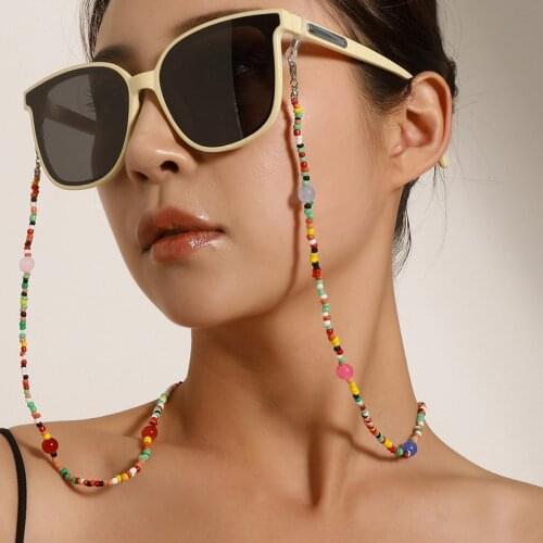 Boho Hang Mask Chains Holder Colorful Beaded Eyeglass Strap Glasses Cord Lanyard Anti-Lost Neck mask Eyeglass Rope Strap 2021