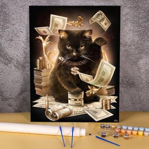 Egypt Cat Animal Coloring By Numbers Painting Complete Kit Acrylic Paints 50*70 Boards By Numbers Decoration For Wholesale