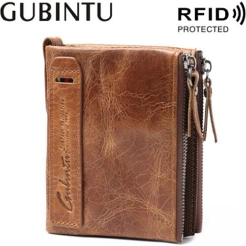 GUBINTU Genuine Crazy Horse Leather Men Wallet Short Coin Purse Small Vintage Wallets Brand High Quality Designer purse carteira