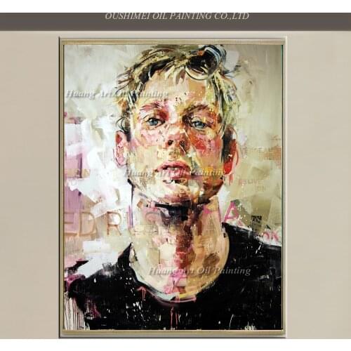 New Hand Painted Modern Abstract Figure Oil Painting Knife Painting On Canvas Handsome Man Character Picture For Room Wall Decor
