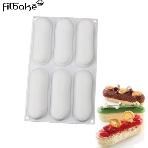 Creative Kitchen Silicone 6 Holes Strip Bread Shaped Cake Molds Dessert Baking Moulds Cake Decorating Tools Mousse Mold