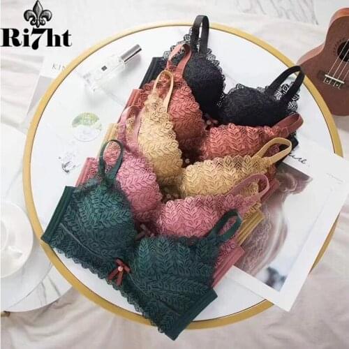 Latex Bra Women Underwear Wireless Bras Sexy lace Push Up Brassiere Gather Intimates Lingerie3/4 Cup Bralette