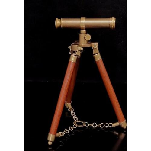 Maritime Brass Antique Double Barrel Designer Telescope with Wooden Tripod Floor Standing Telescopic tripods