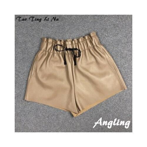 Top brand Women Spring 2020 Genuine Real Sheep Leather Shorts E10 high quality