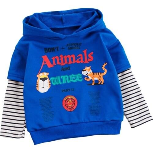 Fashion Spring Autumn Baby Toddler Cartoon Hooded T Shirt Infant Striped Clothing Children Sweatshirt New Kids Boys Girl Costume